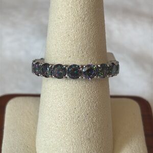 Mystic Topaz Eternity Band Ring 925 Sterling Silver